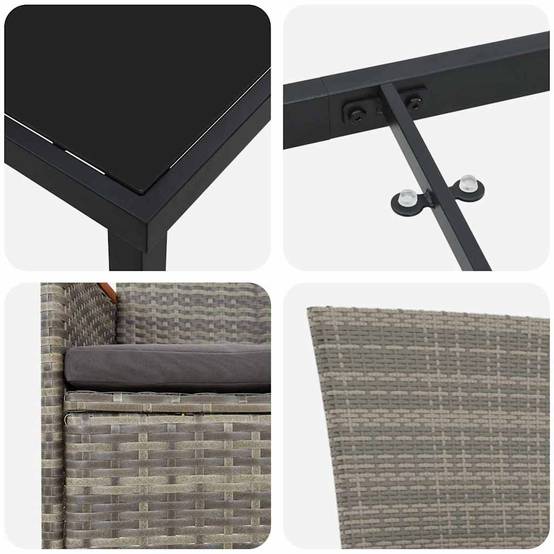 ComfortXL - Salon de Jardin 4 Places avec Coussins et Accoudoirs en Bois Massif Gris – ComfortXL Outdoor Living - Image 9