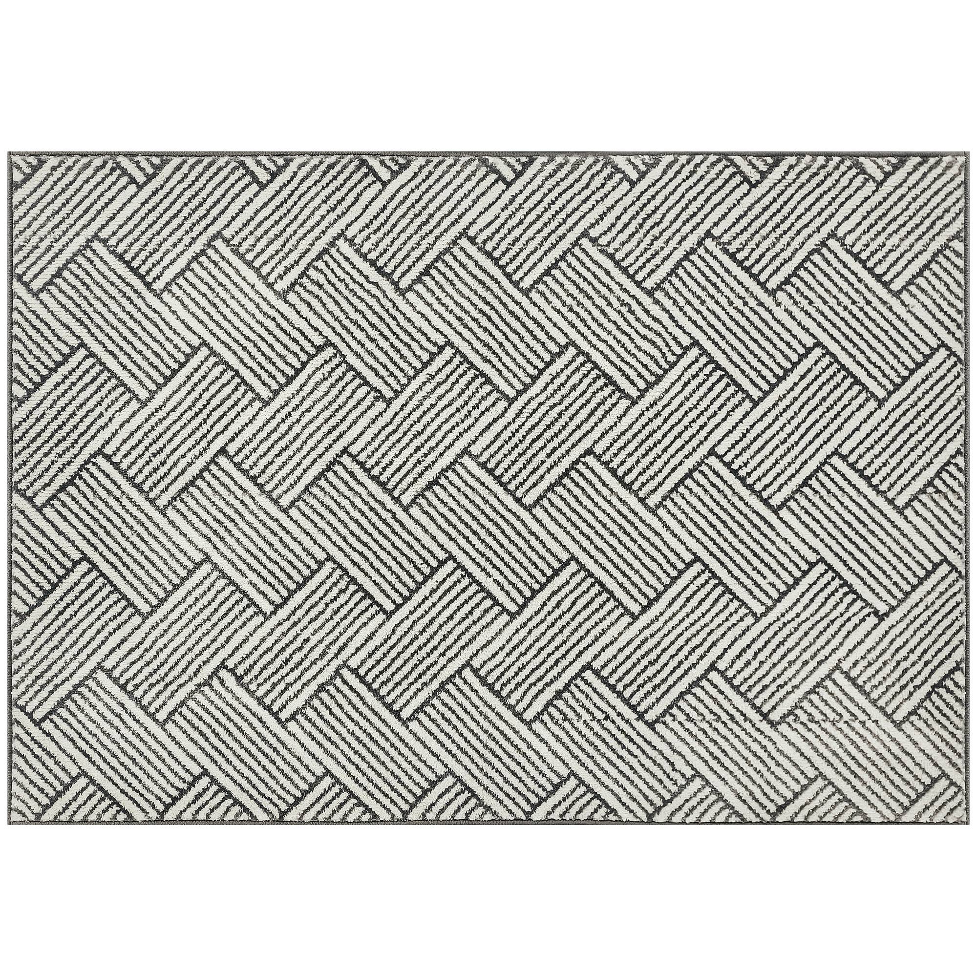 Sans Marque - Tapis salon 200x140 cm poils courts lavable machine hypoallergénique salon chambre bureau gris