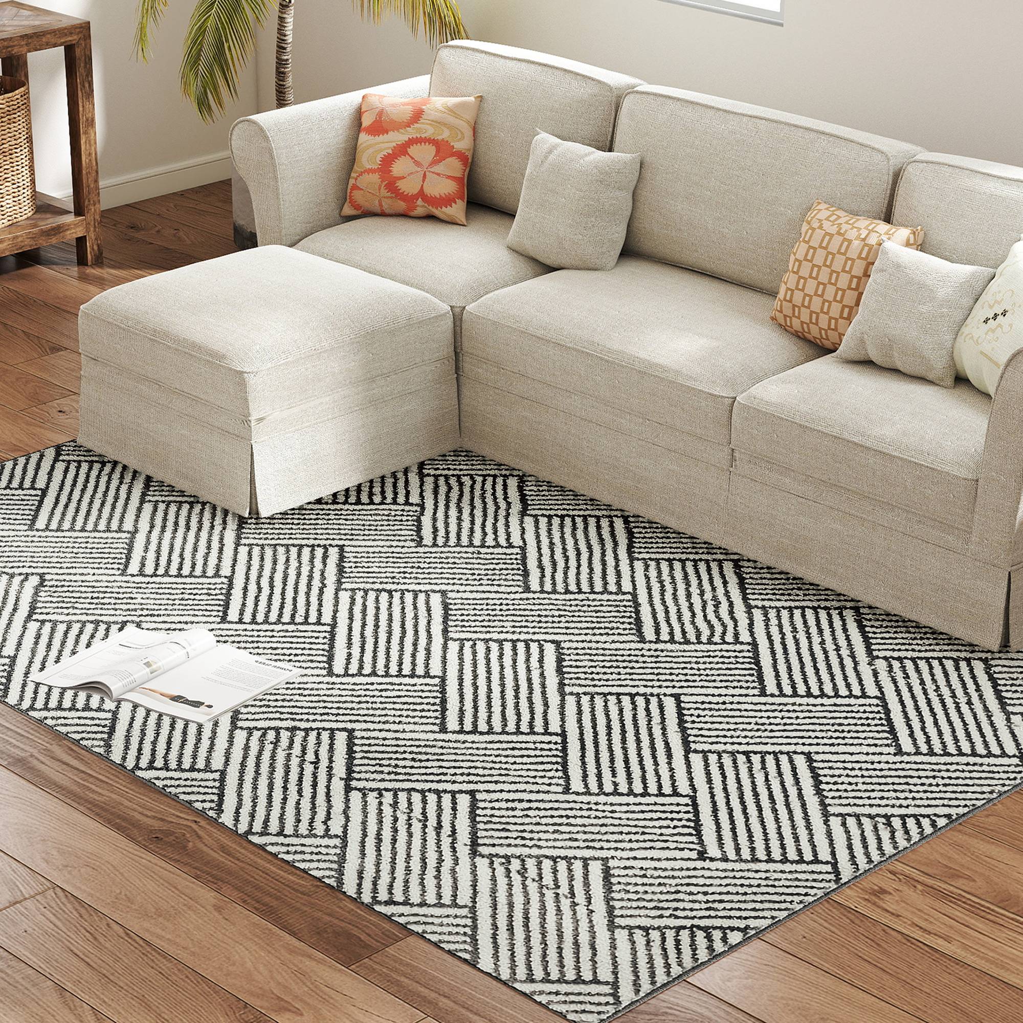 Sans Marque - Tapis salon 200x140 cm poils courts lavable machine hypoallergénique salon chambre bureau gris - Image 2