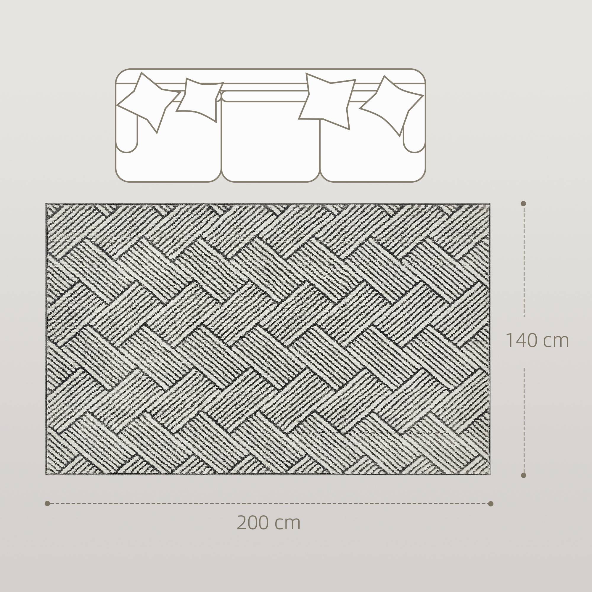 Sans Marque - Tapis salon 200x140 cm poils courts lavable machine hypoallergénique salon chambre bureau gris - Image 5