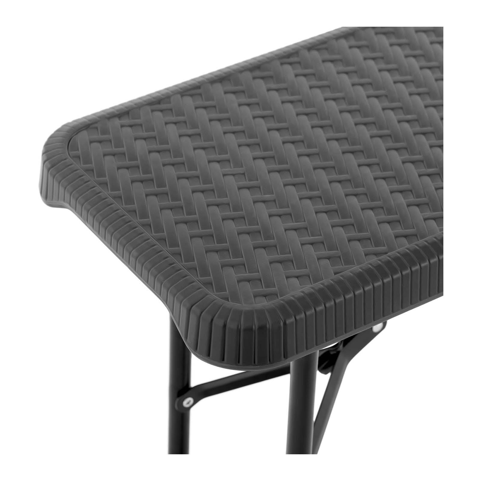 Helloshop26 - Banc pliable pliant de jardin camping extérieur (183 x 30 x 43 cm, capacité de charge : 300 kg, acier, polyéthylène, coloris : noir) - Imagen 3