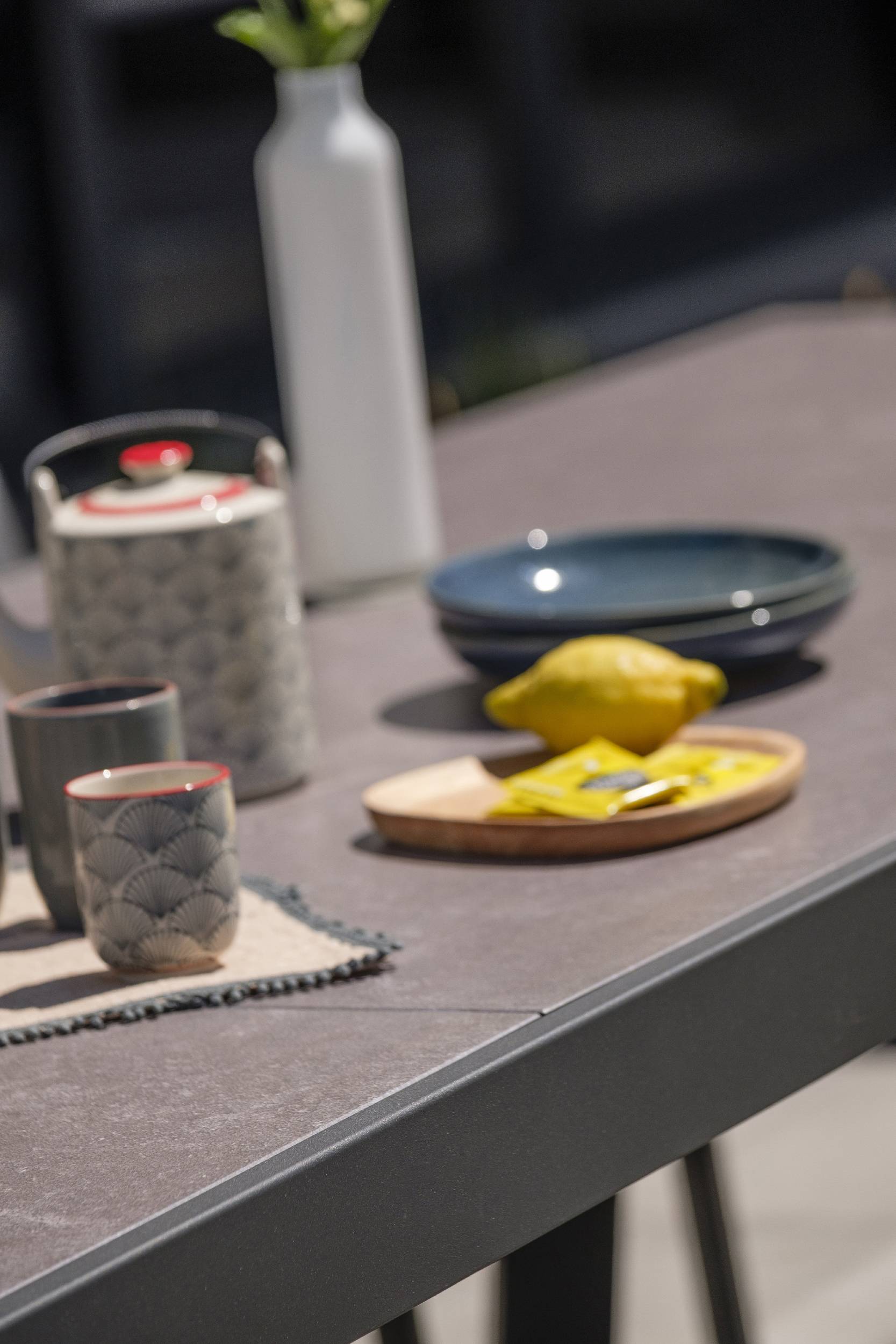 Dcb Garden - Ensemble repas de jardin 12 places en céramique sur verre - Gris anthracite - STOCKHOLM - Imagen 2