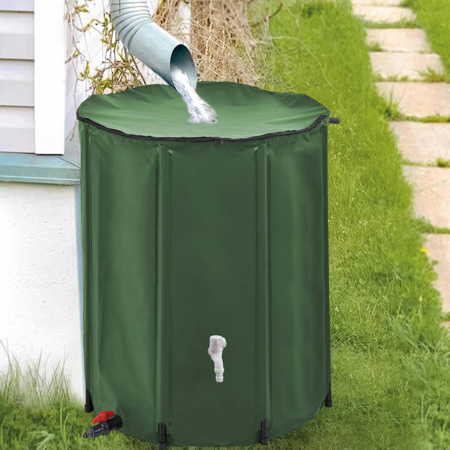 Linxor - Réservoir souple, récupérateur d'eau de pluie pliable - 1000 L - Vert - Linxor - Imagen 3