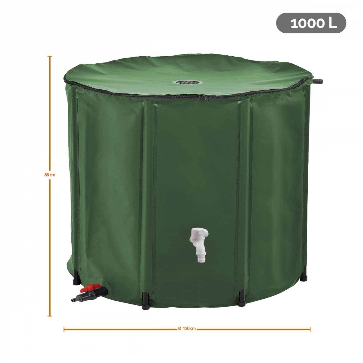 Linxor - Réservoir souple, récupérateur d'eau de pluie pliable - 1000 L - Vert - Linxor - Imagen 2