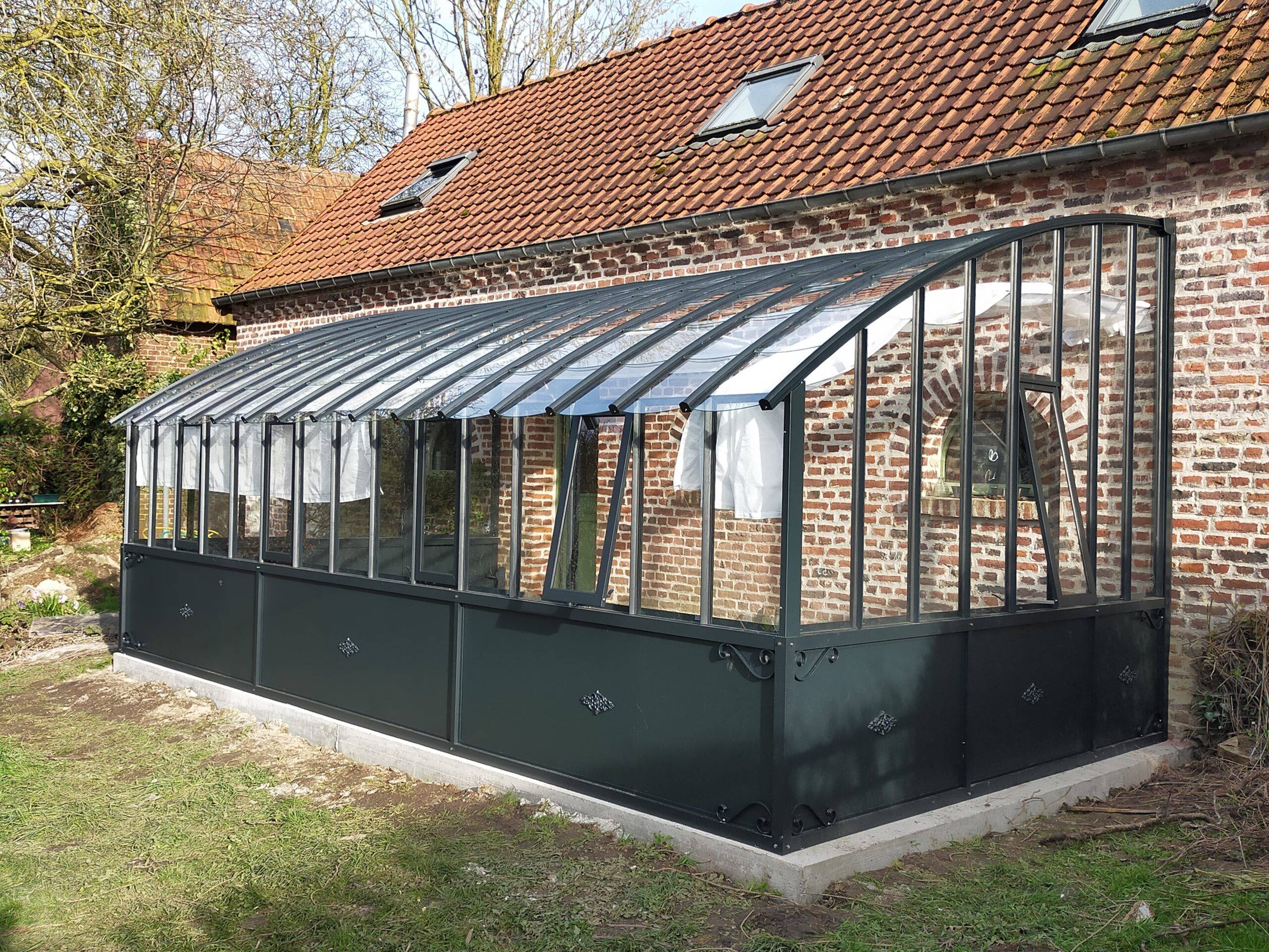 5m²  -  Serre en tuile de verre à l'ancienne - Eléonore Soubassement - Aluminium - 5m²  - Gris Anthracite Structuré - L'atelier Des Serres - Imagen 1