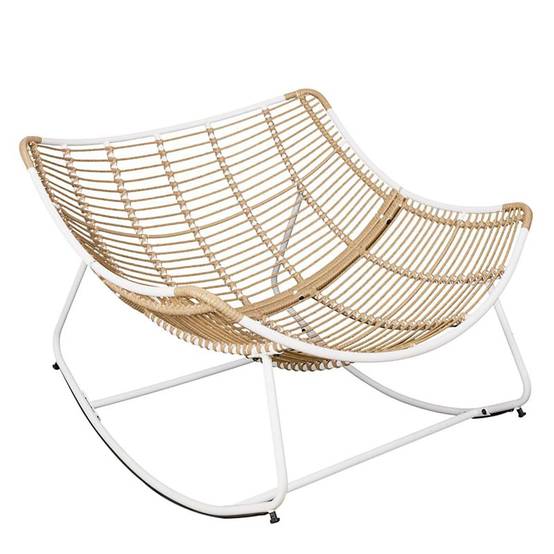 ALTOBUY - Fauteuil à Bascule Blanc avec Assise Capitonnée et Bouclettes - MERIDA - Image 5