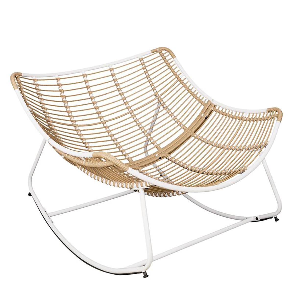 ALTOBUY - Fauteuil à Bascule Blanc avec Assise Capitonnée et Bouclettes - MERIDA - Image 5