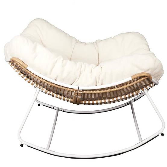 ALTOBUY - Fauteuil à Bascule Blanc avec Assise Capitonnée et Bouclettes - MERIDA - Image 4