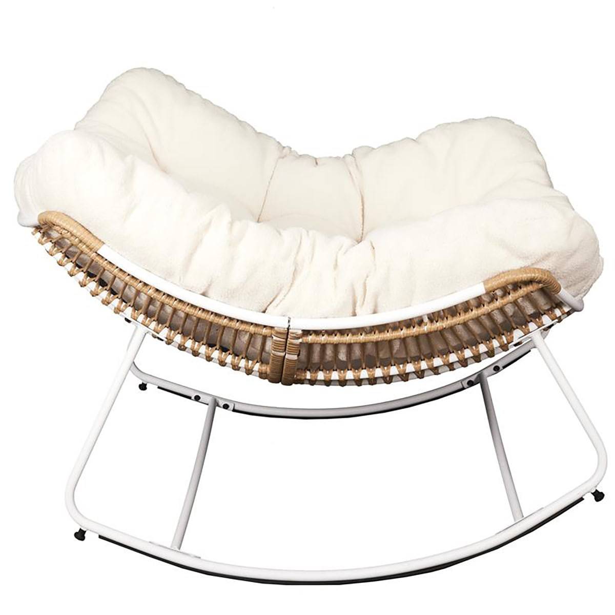 ALTOBUY - Fauteuil à Bascule Blanc avec Assise Capitonnée et Bouclettes - MERIDA - Image 4