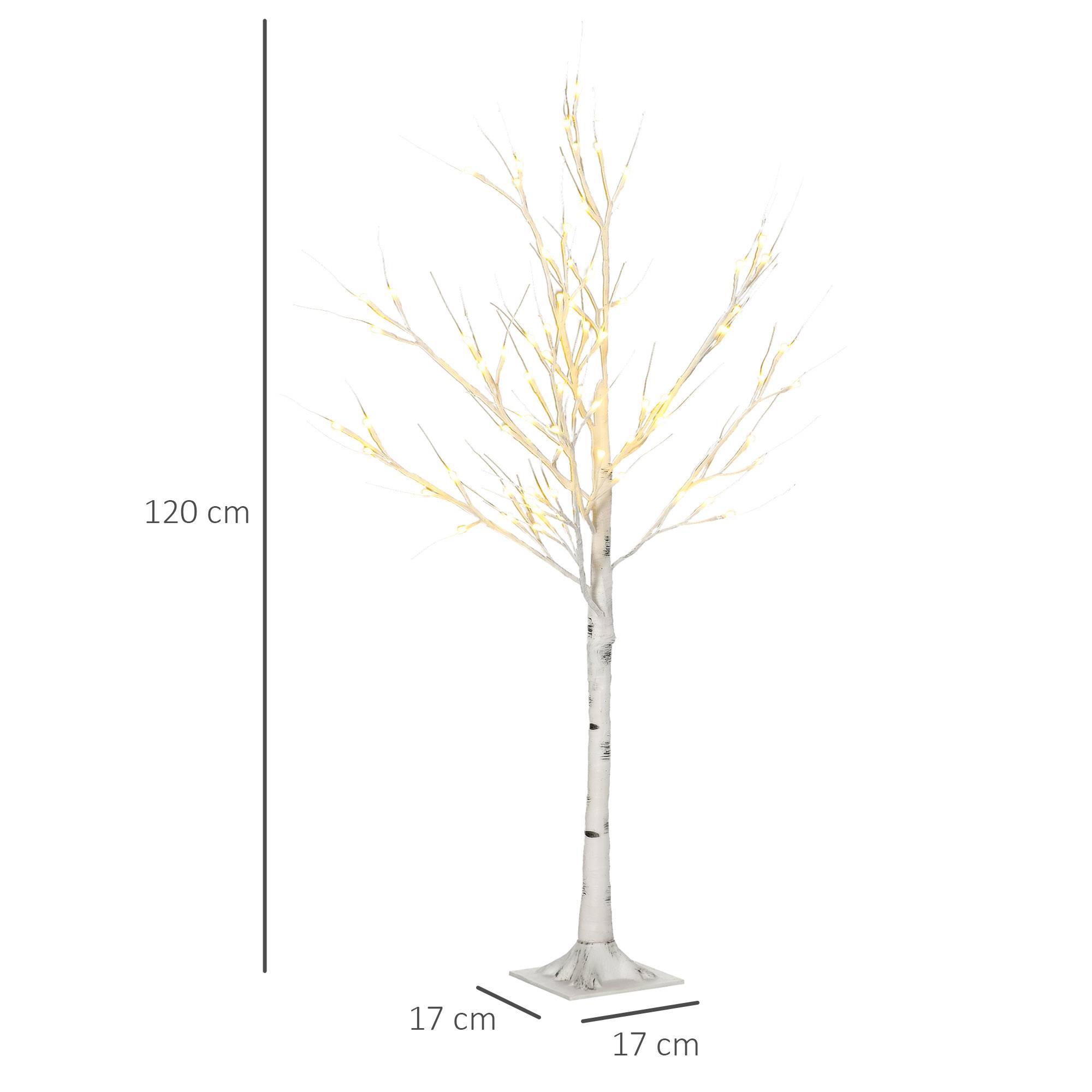 ComfortXL - Bouleau artificiel lumineux plastique et métal 120 cm blanc décoration intérieure et extérieur couvert LED blanc chaud - Image 3