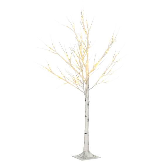 ComfortXL - Bouleau artificiel lumineux plastique et métal 120 cm blanc décoration intérieure et extérieur couvert LED blanc chaud - Image 2