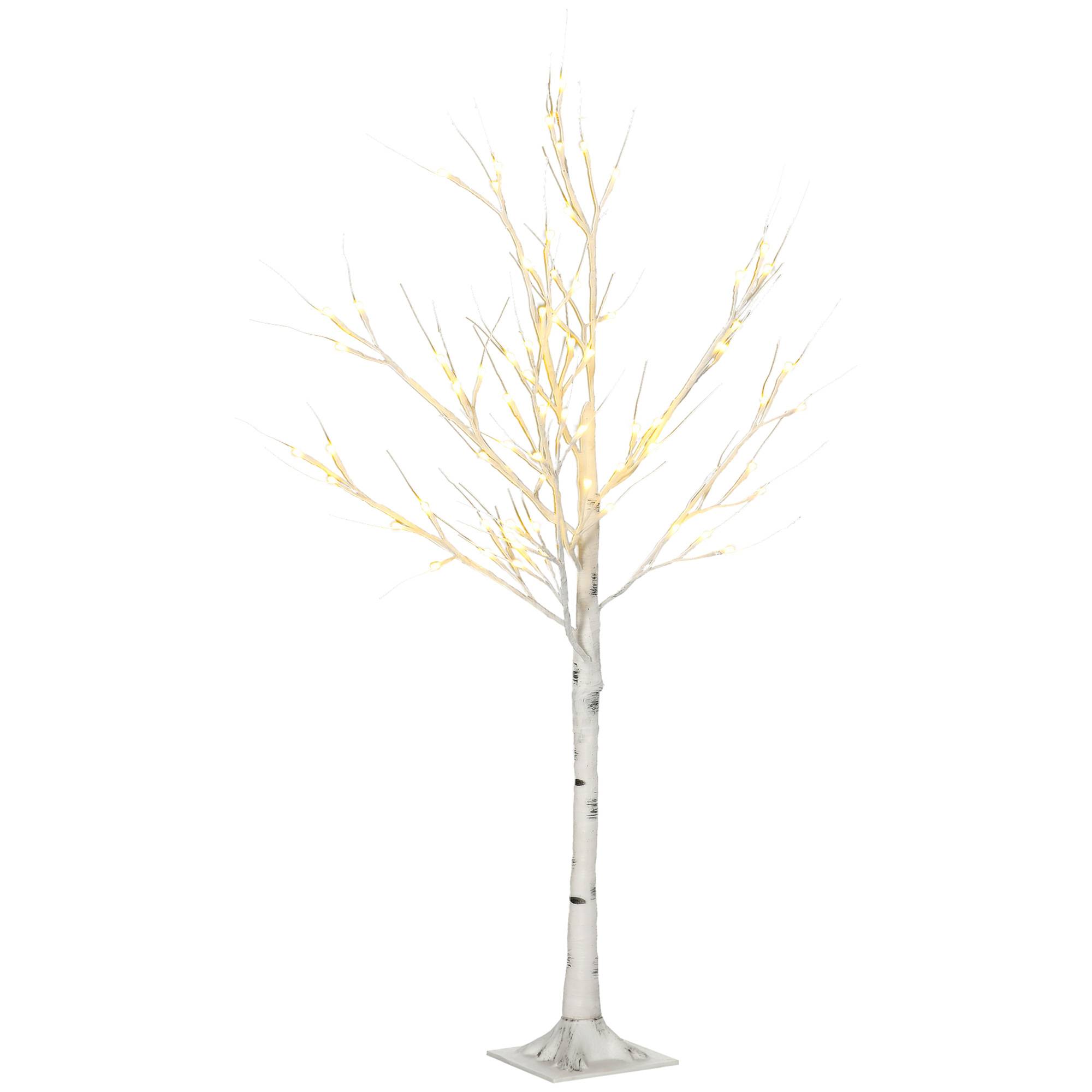 ComfortXL - Bouleau artificiel lumineux plastique et métal 120 cm blanc décoration intérieure et extérieur couvert LED blanc chaud - Image 2