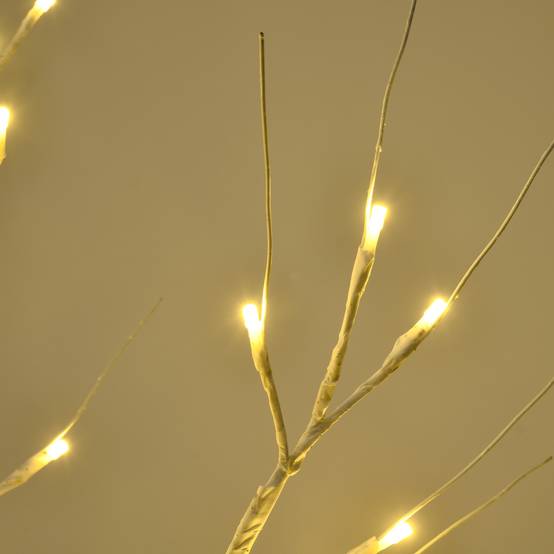 ComfortXL - Bouleau artificiel lumineux plastique et métal 120 cm blanc décoration intérieure et extérieur couvert LED blanc chaud - Image 8