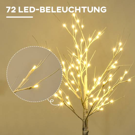 ComfortXL - Bouleau artificiel lumineux plastique et métal 120 cm blanc décoration intérieure et extérieur couvert LED blanc chaud - Image 4