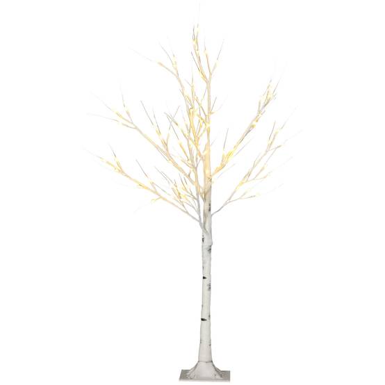 ComfortXL - Bouleau artificiel lumineux plastique et métal 120 cm blanc décoration intérieure et extérieur couvert LED blanc chaud - Image 10