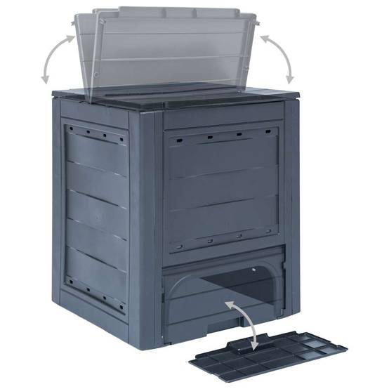 Composteurs de jardin plastique gris 60 x 60 x 73 cm, poids:16.62kg - PANGIVO - Image 4