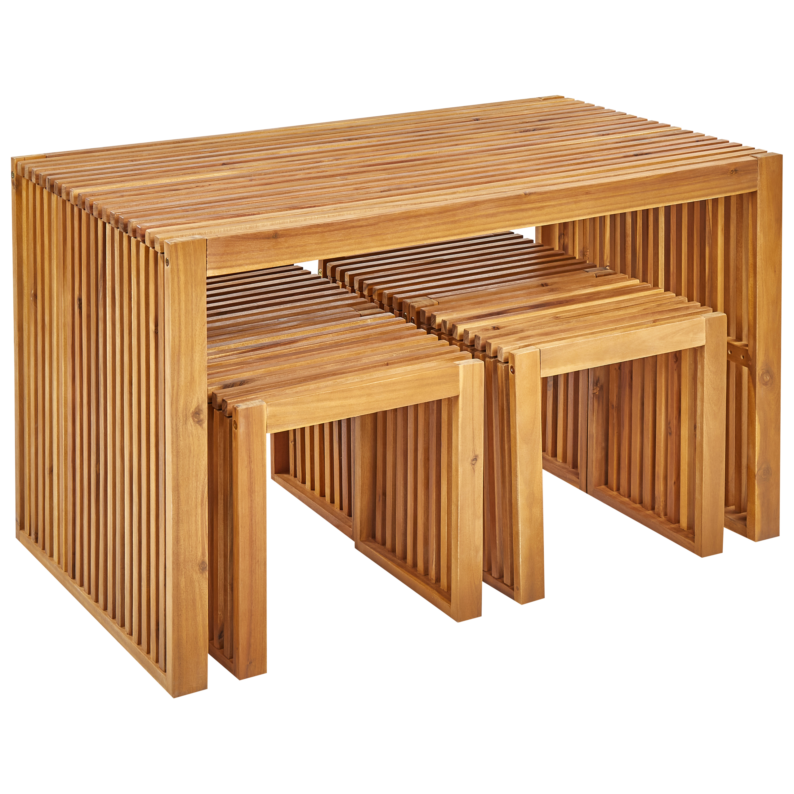 Beliani - Set de salle à manger, 4 Personnes Acacia Marron BELLANO - Beliani - Imagen 4