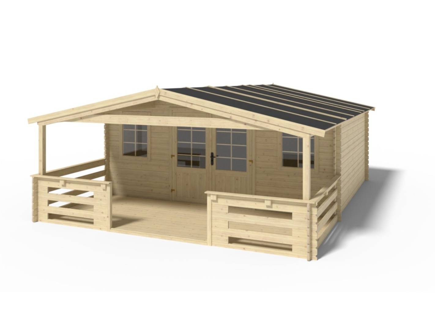 Altanka - Abri de jardin en bois - 5x4 m + terrasse avec balustrade et avant-toit en bois - 30 m2 - DOM526+DOM600+DOM601+POD04 - ALTANKA - Imagen 1