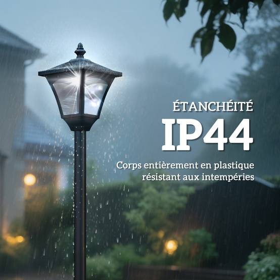 Homcom - Lampadaire solaire extérieur sur pied lanterne classique LED 30 Lm 15x15x120cm éclairage solaire noir - HOMCOM - Image 6