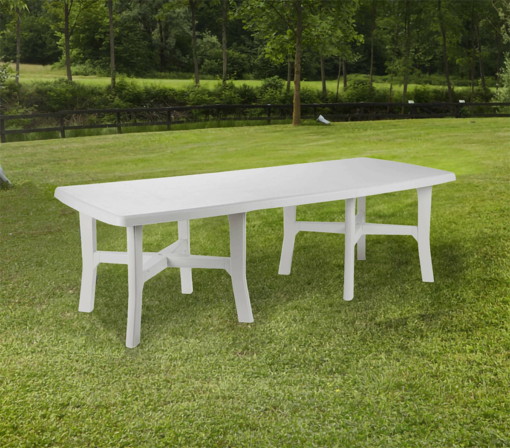 Dmora - Table d'extérieur Messina, Étagère à manger extensible, Table de jardin rectangulaire polyvalente, 100% Made in Italy, 160x100h72 cm, Blanc - Dmora - Imagen 2