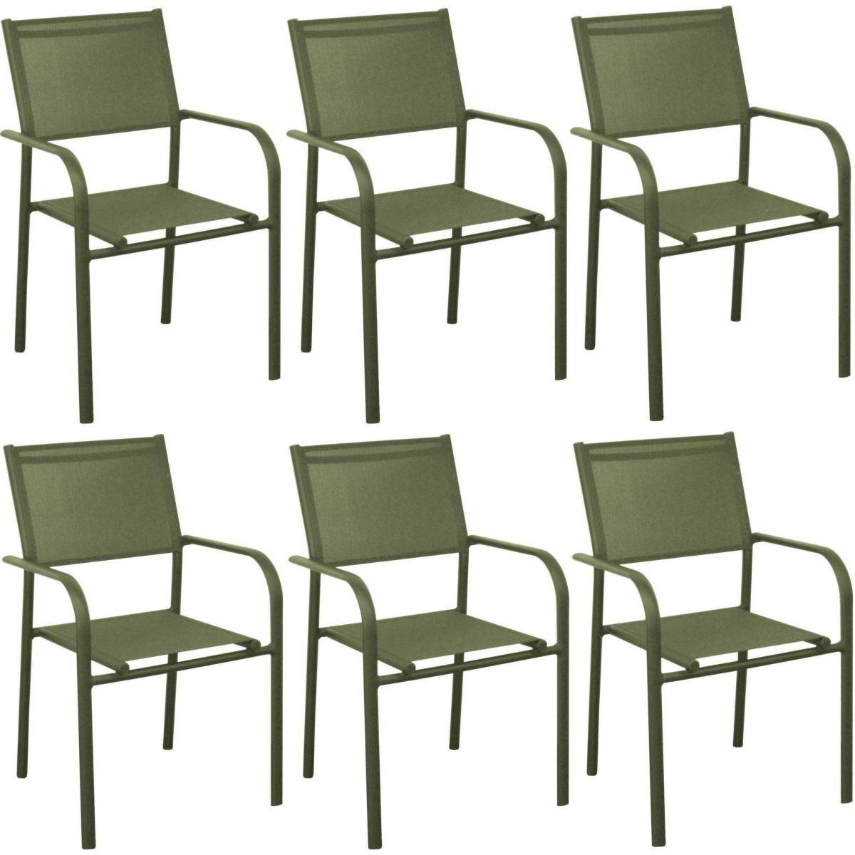 Alize - Fauteuil en aluminium Duca (Lot de 6) Vert - Imagen 1
