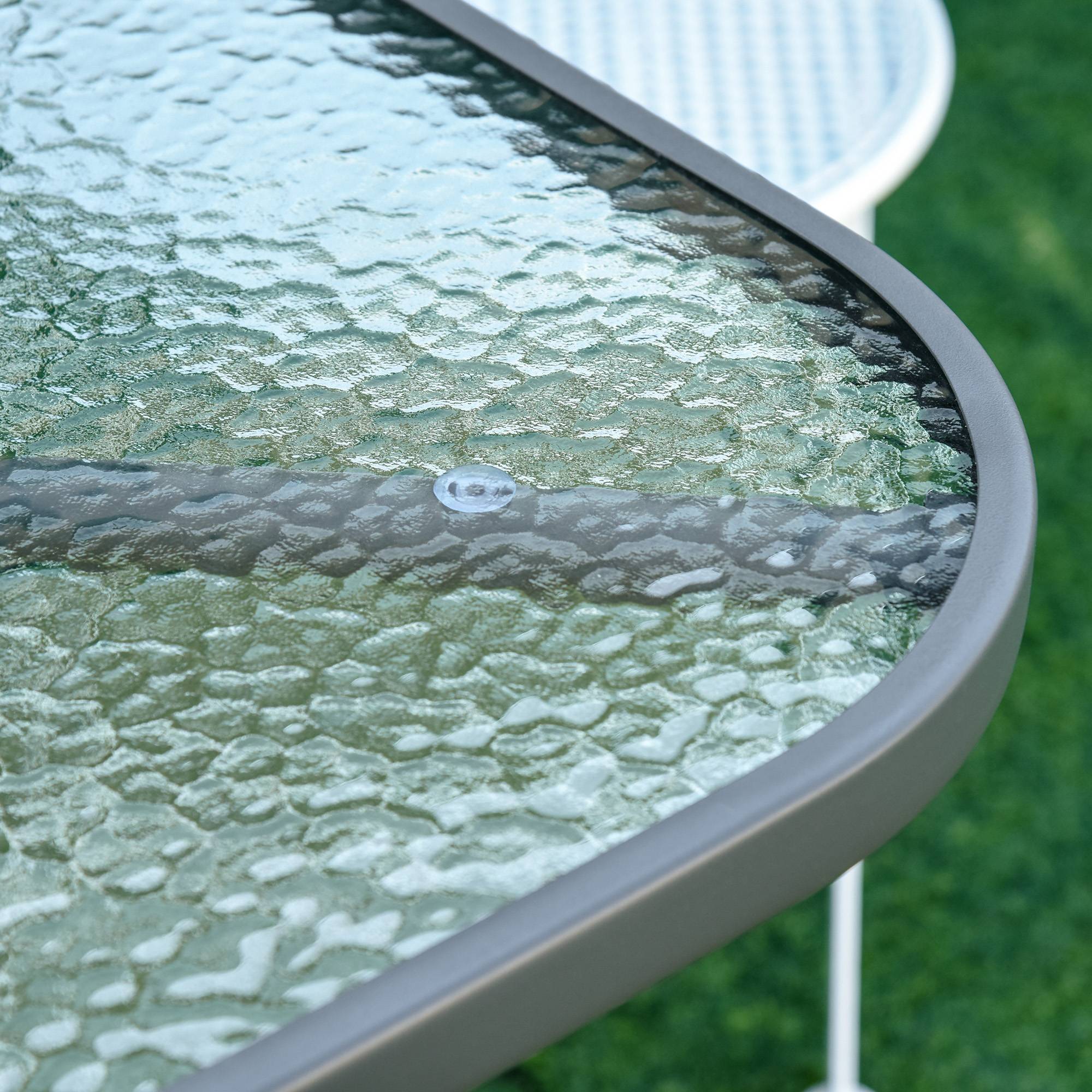 Table de jardin métal verre pour extérieur trou parasol 120x80cm gris - ComfortXL Outdoor Living - Image 10