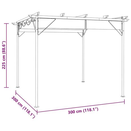 Prolenta Premium - Pergola acier anthracite 3 x 3 x 2,25 m - Prolenta premium p3163.5 - Image 6