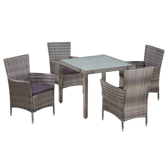 Salon de jardin 4 personnes résine tressée avec coussins confortables Gris – ComfortXL Outdoor Living - Image 1