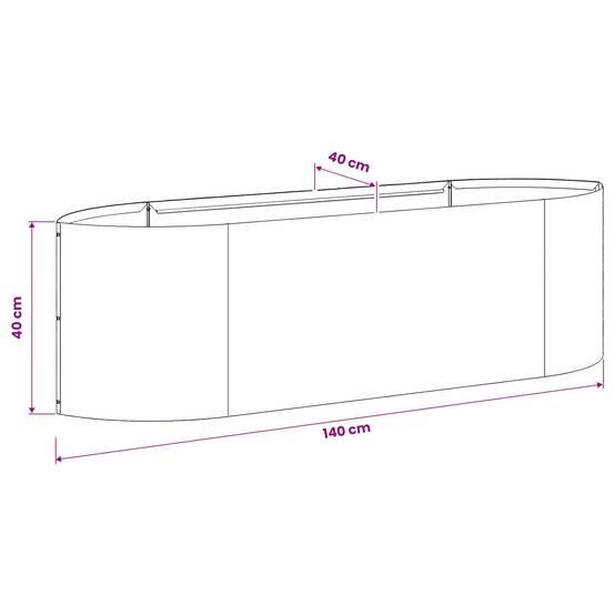 ComfortXL - Carré potager surélevé acier jardin urbain fond ouvert 140x40x40cm noir - ComfortXL Outdoor Living - Image 8