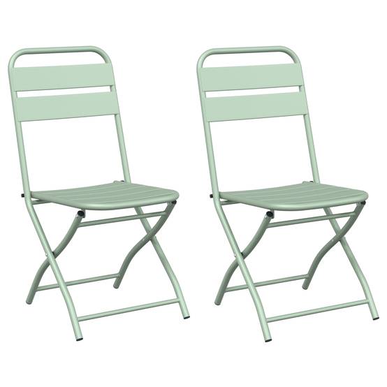 2 pcs Chaises de jardin - Chaises d'extérieur pliantes Vert menthe 42x52x82 cm Acier revêtue de poudre il33 - Image 1