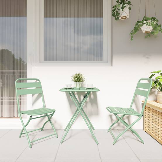 2 pcs Chaises de jardin - Chaises d'extérieur pliantes Vert menthe 42x52x82 cm Acier revêtue de poudre il33 - Image 3