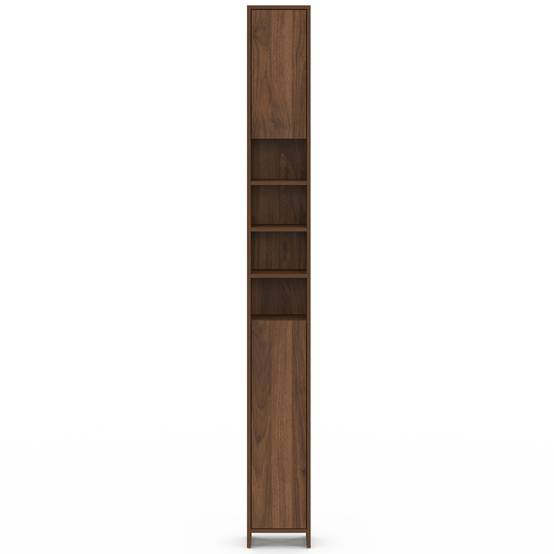 IDMARKET - Meuble colonne salle de bain TOMI 2 portes 4 niches effet noyer - Image 3