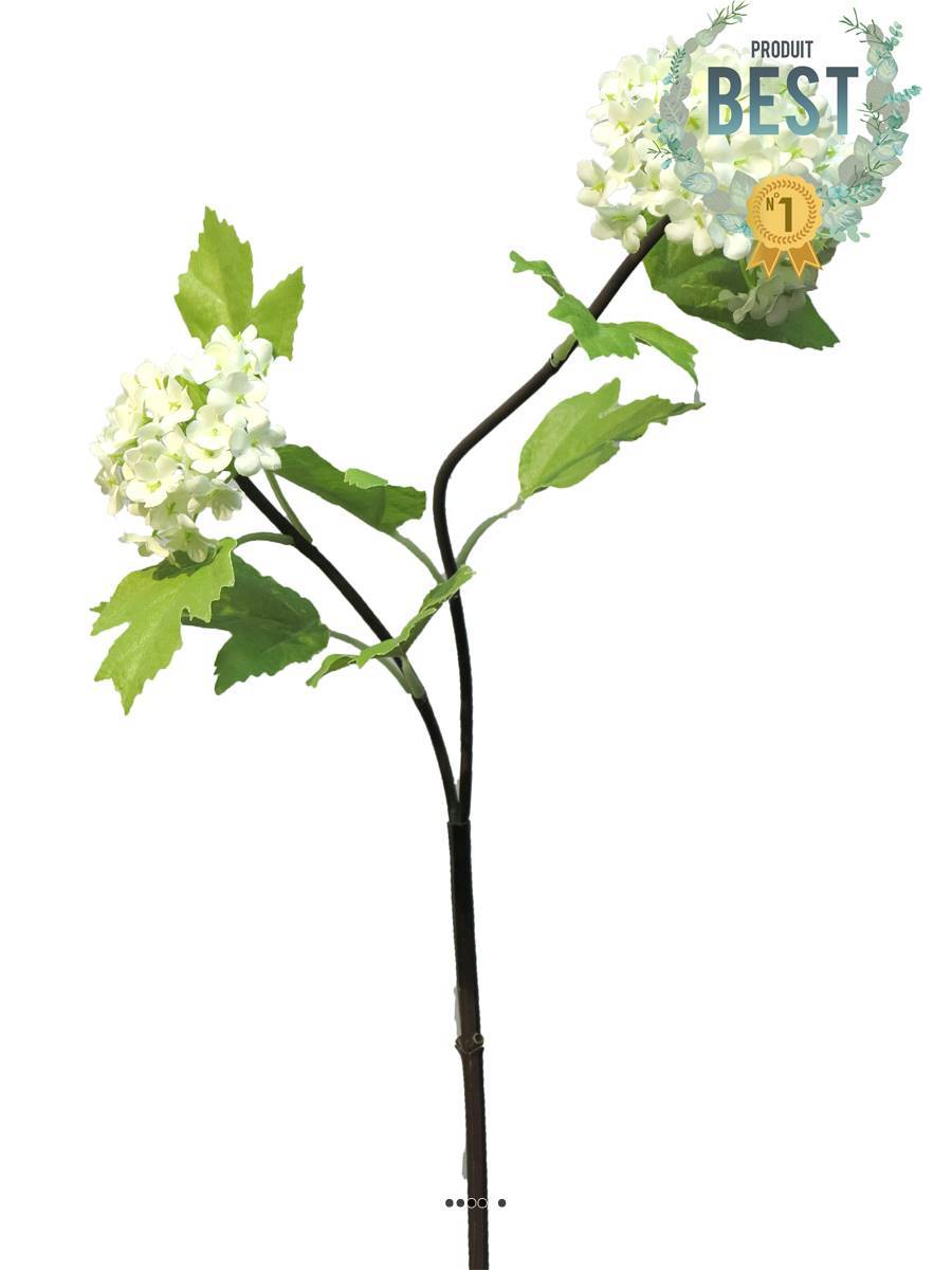 Artificielles - Branche de Viorne artificielle, 2 têtes, H 50 cm Crème - BEST - couleur: Crème - Imagen 1