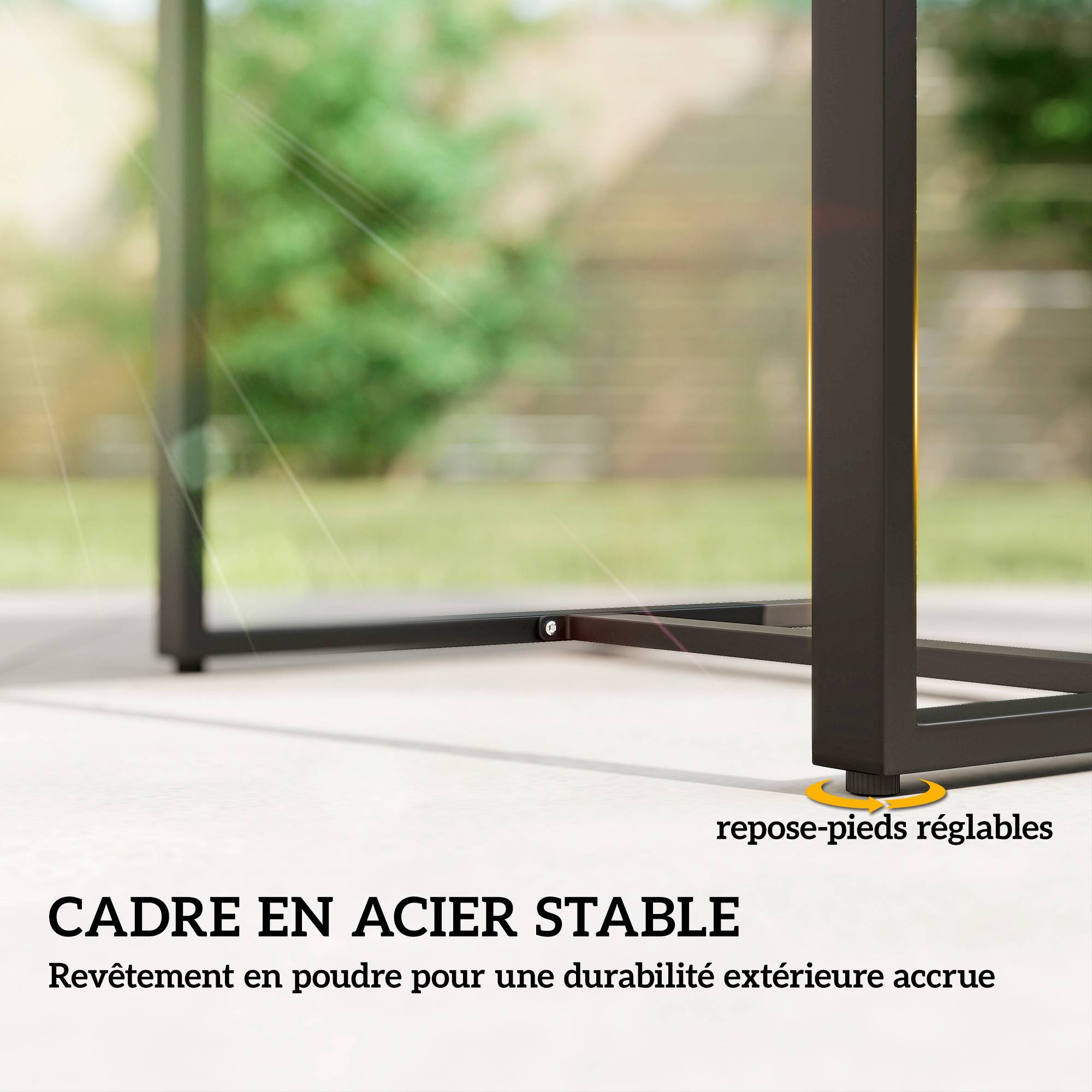 ComfortXL - Salon de jardin 2 places résine tressée acier pour balcon table basse plateau verre noir - ComfortXL Outdoor Living - Image 10