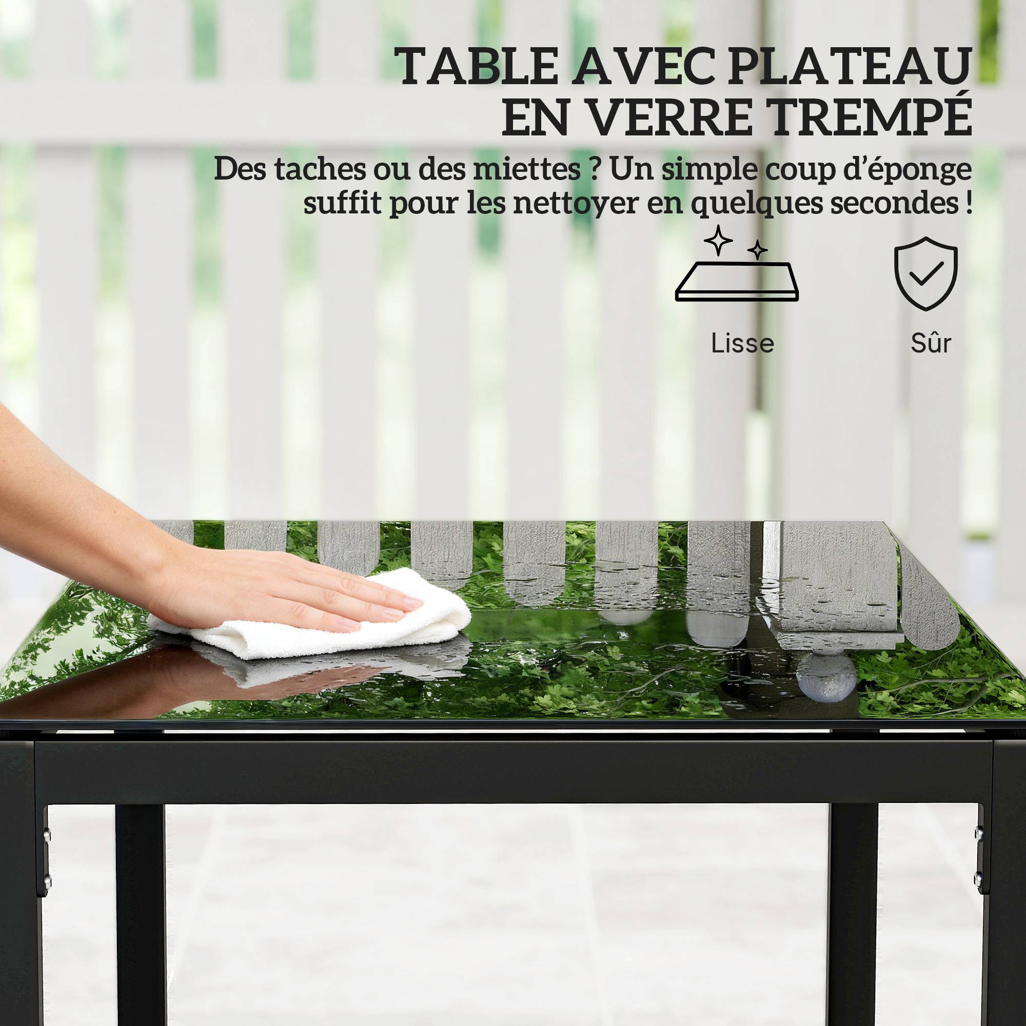ComfortXL - Salon de jardin 2 places résine tressée acier pour balcon table basse plateau verre noir - ComfortXL Outdoor Living - Image 9