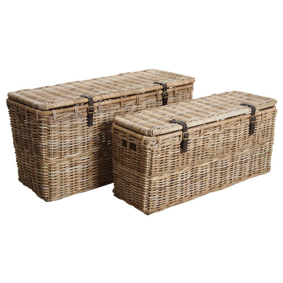 Aubry Gaspard - Coffres bouts de lit en poelet gris (Lot de 2) - Imagen 1