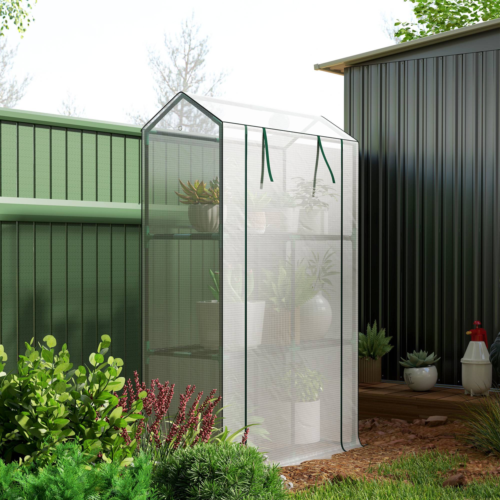 Serre de jardin 3 niveaux en acier avec film anti-UV - 100 x 40 x 150 cm, vert - Image 5