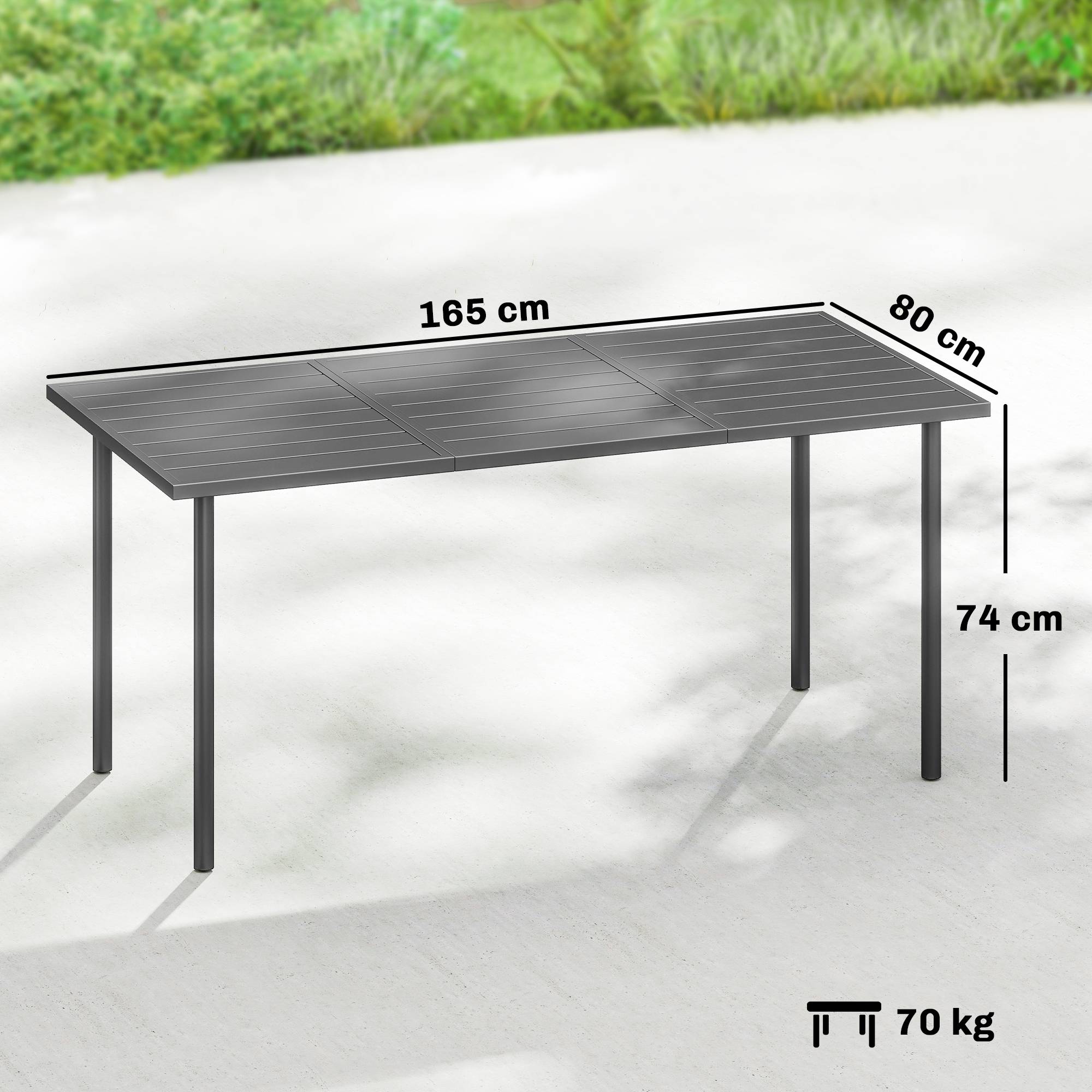 PANGIVO - Table de jardin acier 165 x 80 x 74 cm - PANGIVO - Image 5