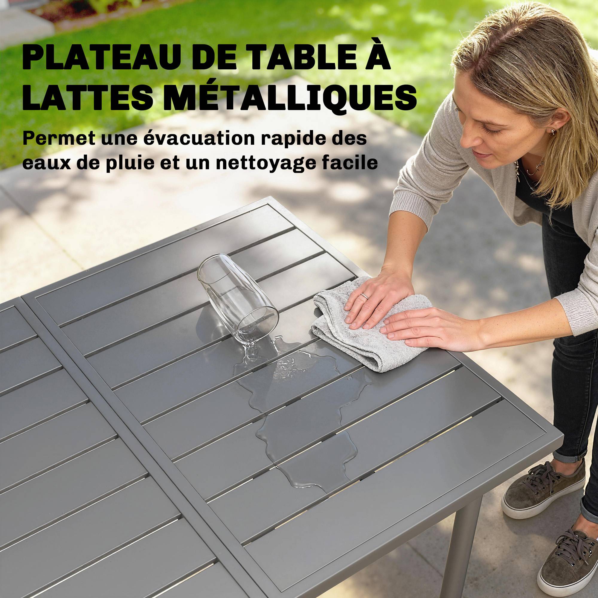 PANGIVO - Table de jardin acier 165 x 80 x 74 cm - PANGIVO - Image 7