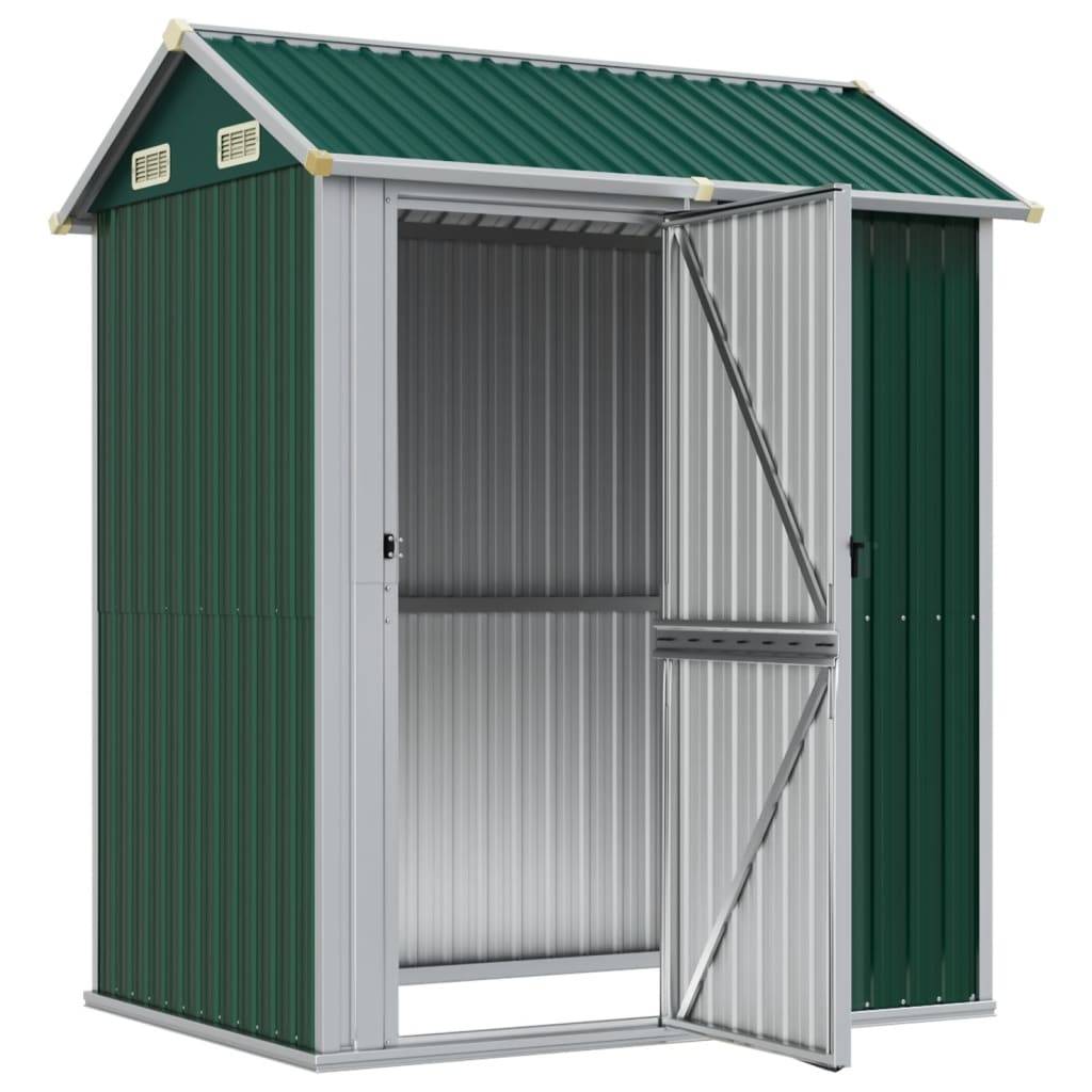 Helloshop26 - Abri de jardin cabane cabanon maison de stockage remise extérieur hangar outils robuste 192 x 152,5 x 237 cm acier galvanisé vert - Imagen 2