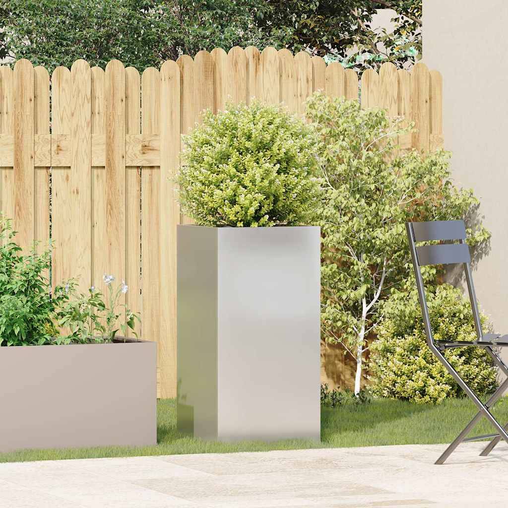 Jardinière acier inoxydable argenté 40 x 40 x 80 cm - PANGIVO - Image 3