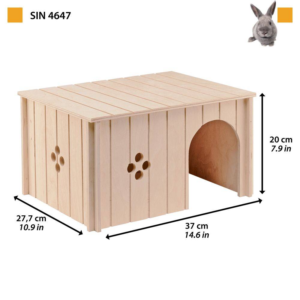 Ferplast - Ferplast Maison Lapin, Accessoire pour Cage Lapin, avec Toit Plat et Trous d'Aération, en Kit de Montage, 37 x 27,7 x h 20 cm, SIN 4647 Niche Maison - Imagen 2