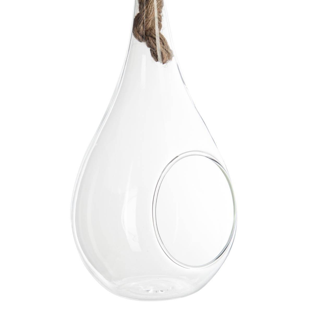 Vase Suspendu & Corde "Goutte" 25cm Transparent - Image 3
