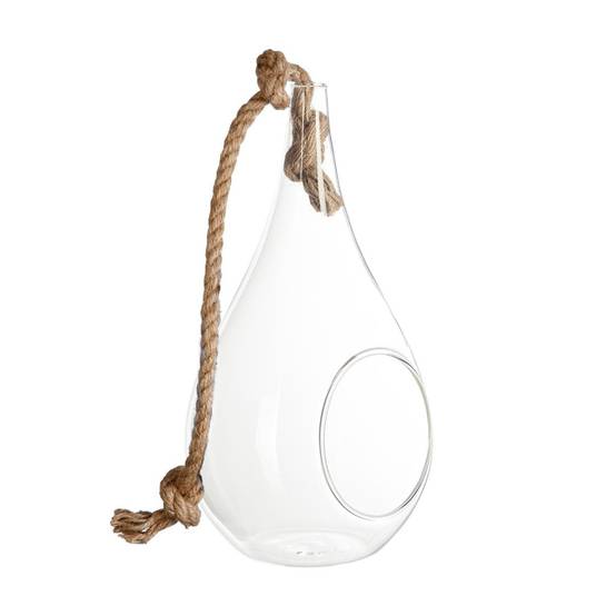 Vase Suspendu & Corde "Goutte" 25cm Transparent - Image 1