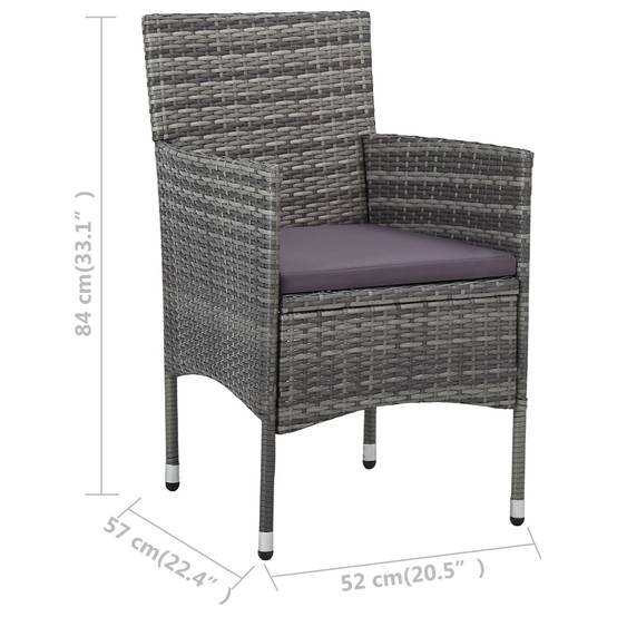Vidaxl - Chaises à manger de jardin lot de 2 Résine tressée Gris vidaXL 46180 - Imagen 3