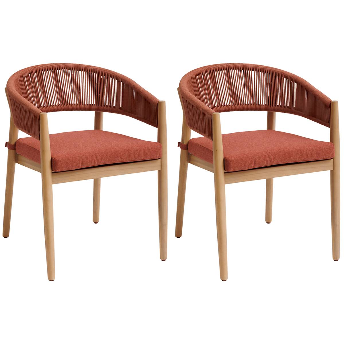 Hesperide - Lot de 2 fauteuils de jardin "Tevio" brique en aluminium traité époxy et acacia Hespéride - Imagen 5