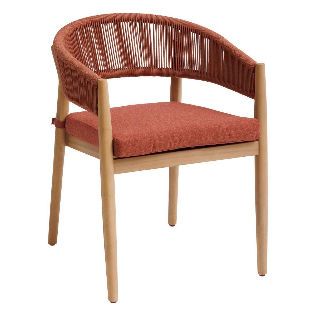 Hesperide - Lot de 2 fauteuils de jardin "Tevio" brique en aluminium traité époxy et acacia Hespéride - Imagen 1