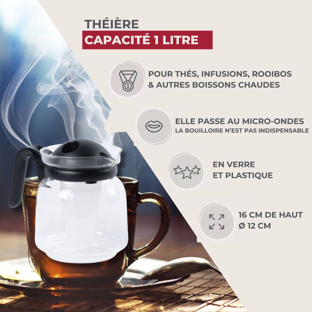 Théière micro-ondable d'un litre Fackelmann - Image 3
