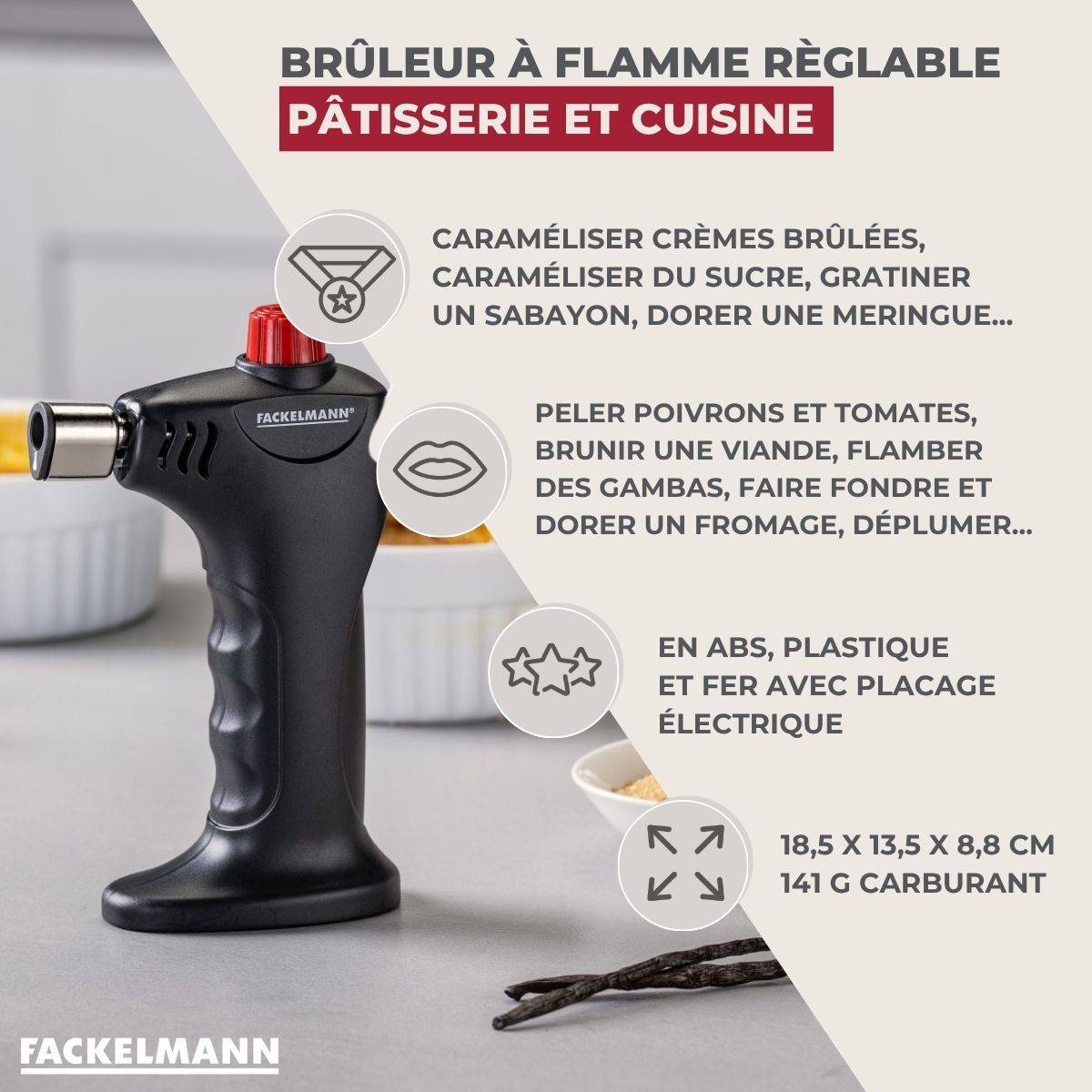 Chalumeau de cuisine à gaz Fackelmann - Image 3