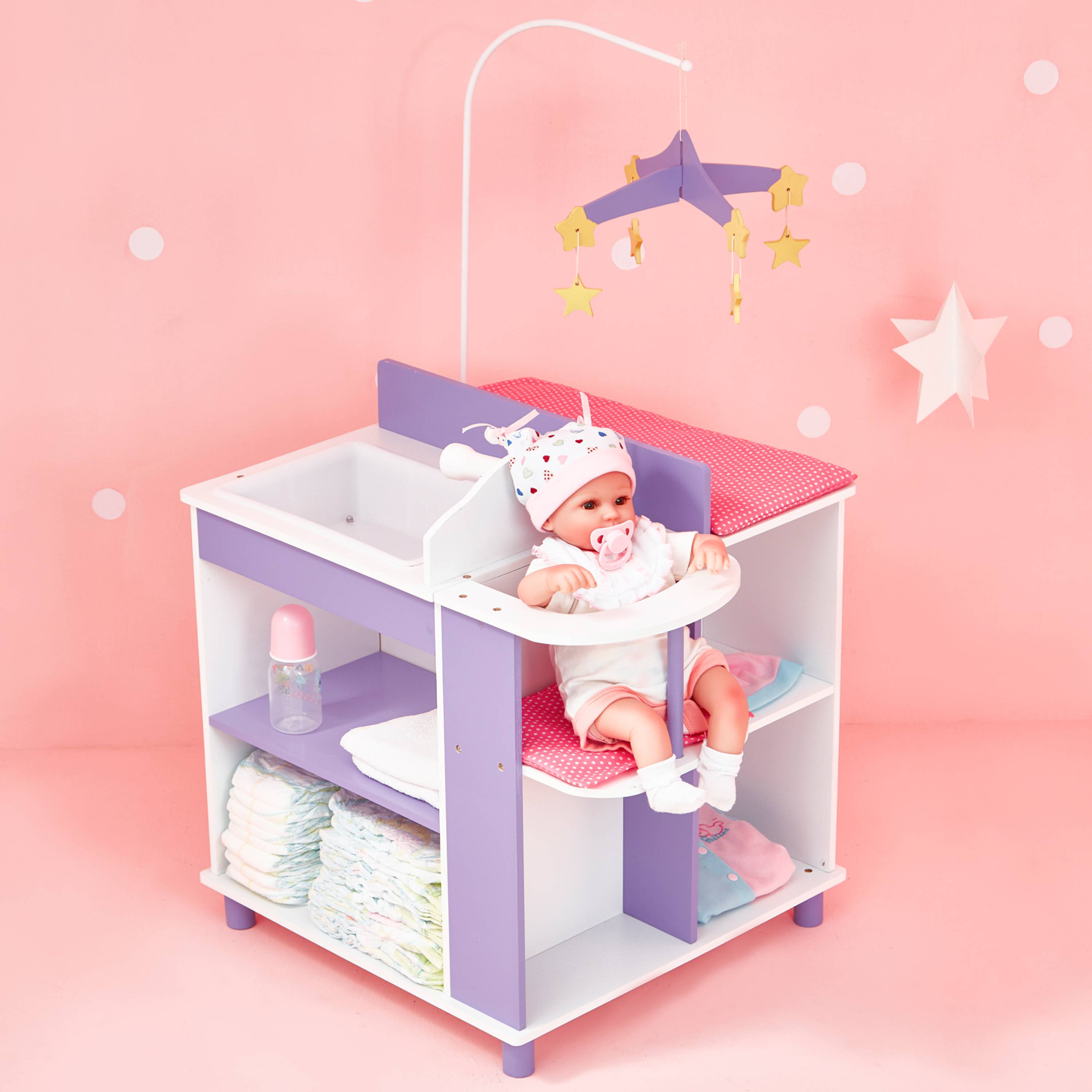 Table à langer avec rangement 97.8 cm - Station de change, Blanc Teamson Kids